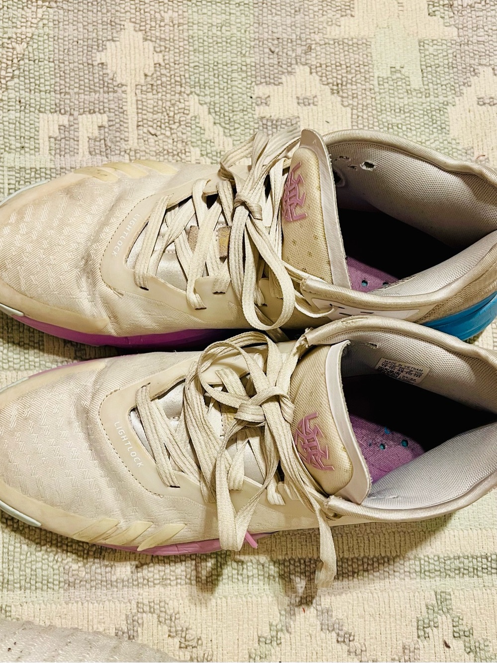 adidas Beige Women's Athletic Shoes with Pink & Blue Accents